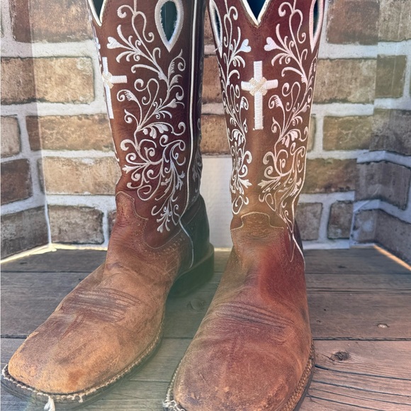 Twisted X Shoes - Twisted X Brown and White Heeled Boots